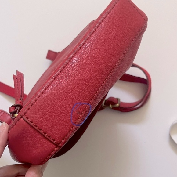 Fossil Crossbody Leather Satchel Bag Carson Style Red Casual One Size - Picture 12 of 17